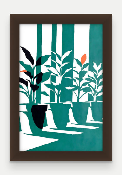 Obraz na płótnie Parapet w ramie, oprawa: drewno brązowe, format 20 × 30 cm