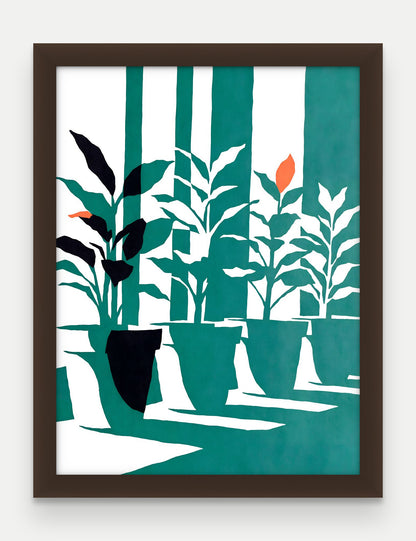 Obraz na płótnie Parapet w ramie, oprawa: drewno brązowe, format 30 × 40 cm