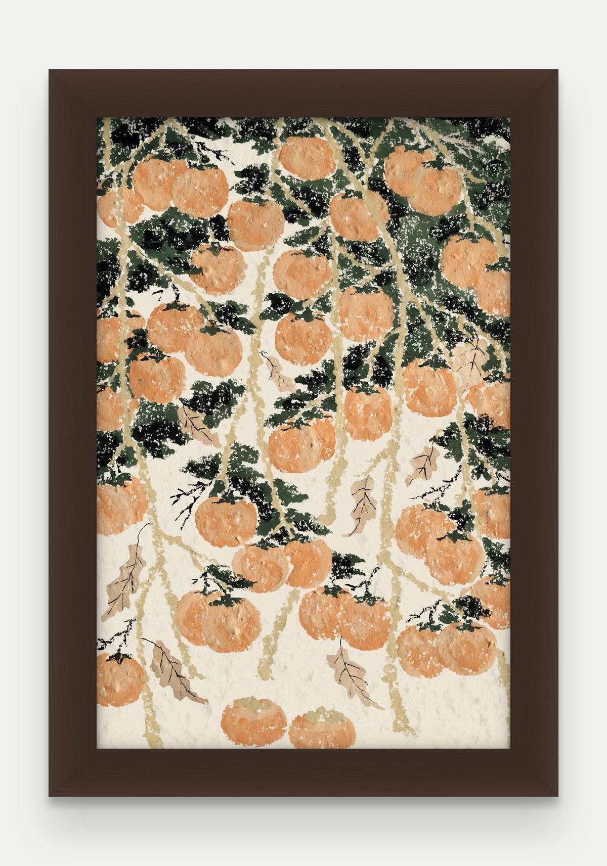 Obraz na płótnie Persymona w ramie, oprawa: drewno brązowe, format 20 × 30 cm
