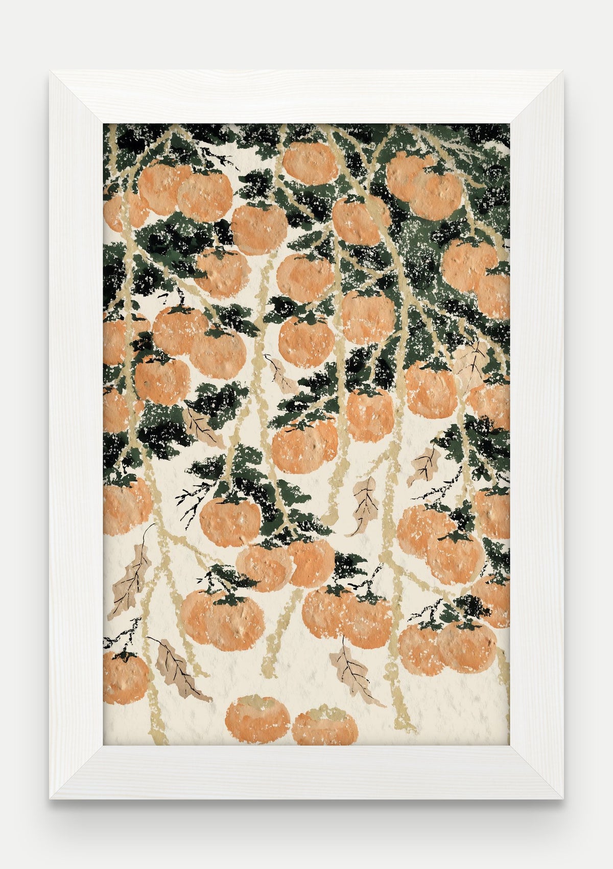 Obraz na płótnie Persymona w ramie, oprawa: drewno białe, format 20 × 30 cm