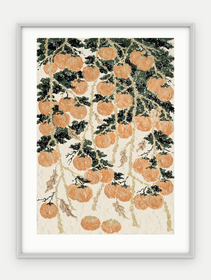 Plakat Persymona w ramie, oprawa: aluminium srebrne, z passe-partout, format 30 × 40 cm