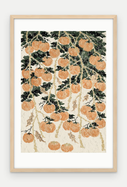 Plakat Persymona w ramie, oprawa: drewno naturalne, z passe-partout, format 40 × 60 cm