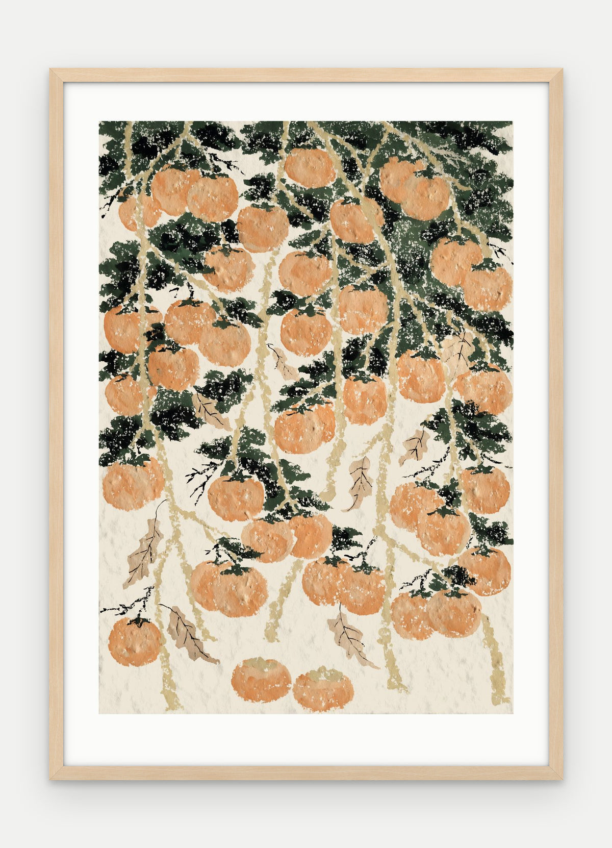 Plakat Persymona w ramie, oprawa: drewno naturalne, z passe-partout, format 50 × 70 cm