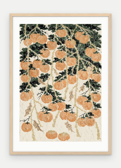 Plakat Persymona w ramie, oprawa: drewno naturalne, z passe-partout, format 50 × 70 cm
