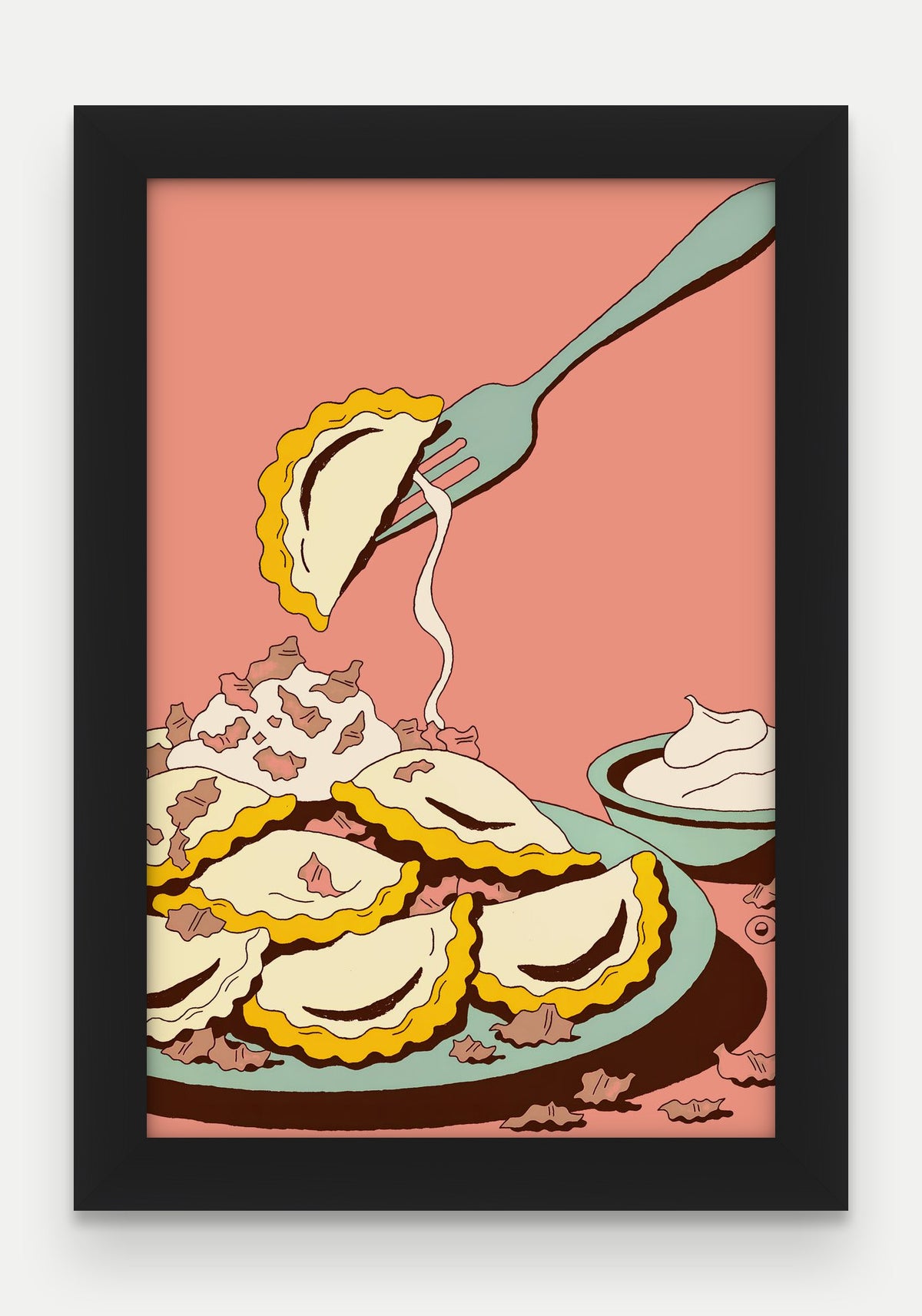 Obraz na płótnie Pierogi w ramie, oprawa: drewno czarne, format 20 × 30 cm