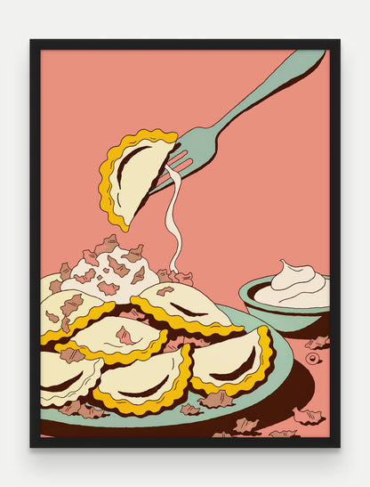Obraz na płótnie Pierogi w ramie, oprawa: drewno czarne, format 60 × 80 cm