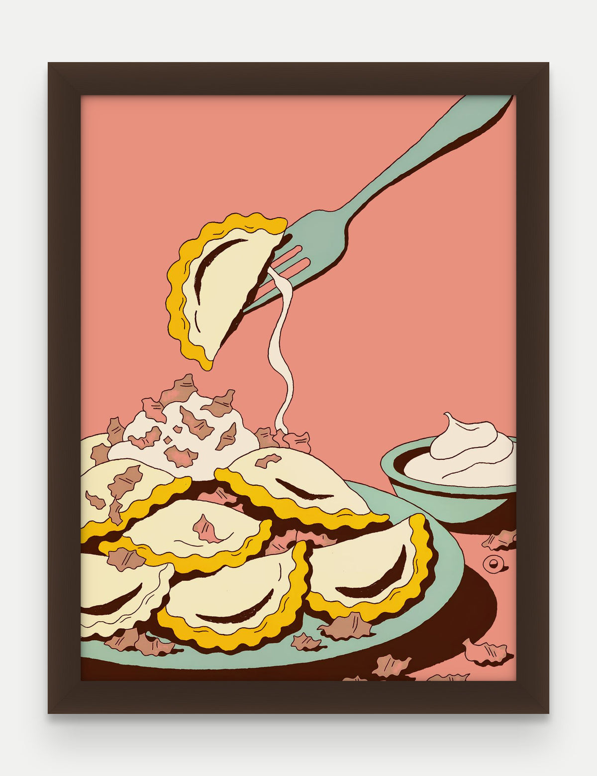 Obraz na płótnie Pierogi w ramie, oprawa: drewno brązowe, format 30 × 40 cm