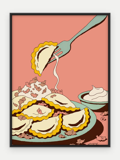 Plakat Pierogi w ramie, oprawa: aluminium czarne, format 30 × 40 cm