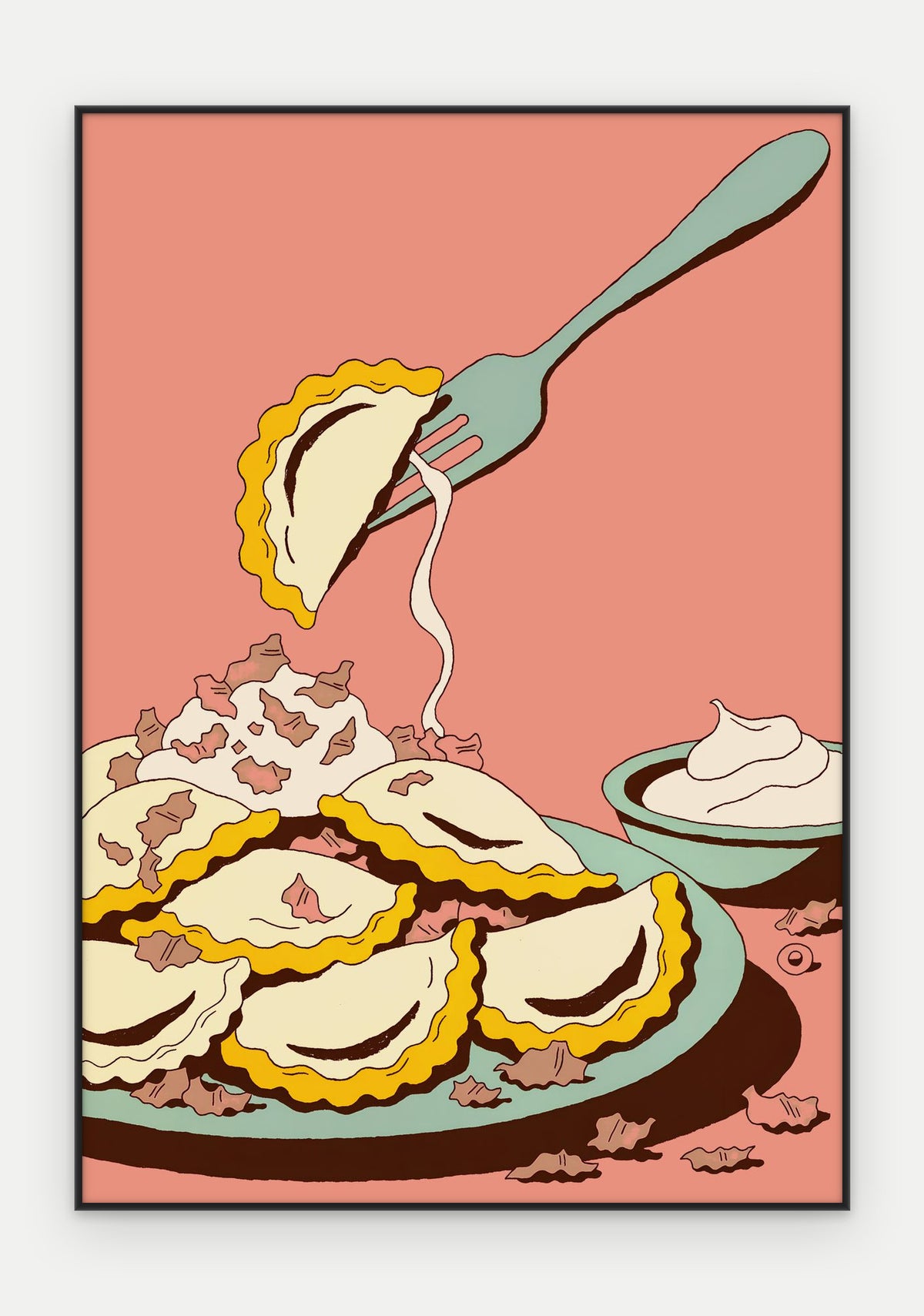 Plakat Pierogi w ramie, oprawa: aluminium czarne, format 70 × 100 cm