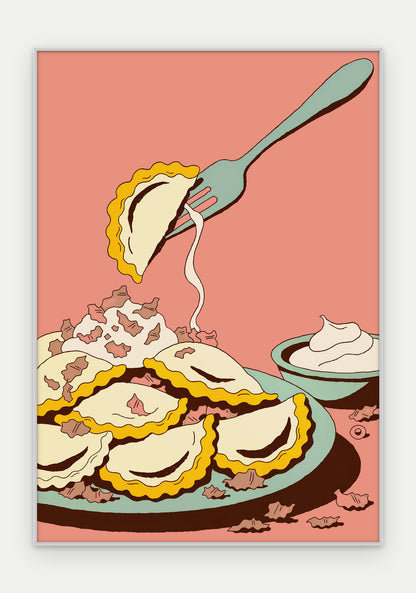 Plakat Pierogi w ramie, oprawa: aluminium srebrne, format 70 × 100 cm
