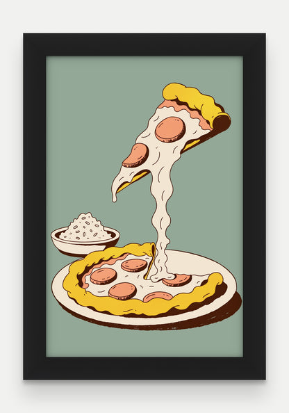 Obraz na płótnie Pizza w ramie, oprawa: drewno czarne, format 20 × 30 cm