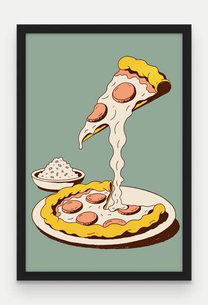 Obraz na płótnie Pizza w ramie, oprawa: drewno czarne, format 40 × 60 cm