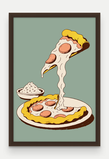 Obraz na płótnie Pizza w ramie, oprawa: drewno brązowe, format 40 × 60 cm