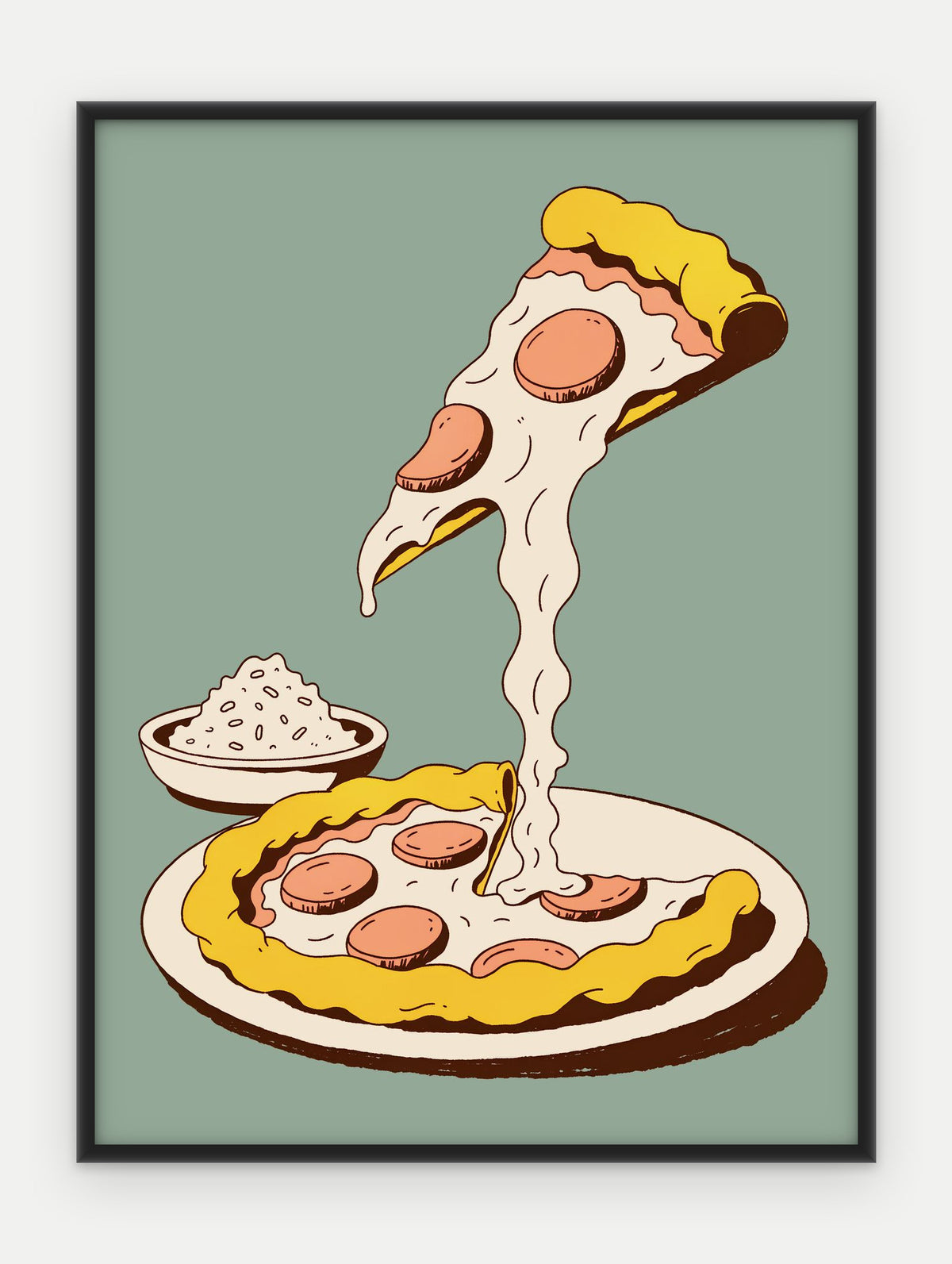 Plakat Pizza w ramie, oprawa: aluminium czarne, format 30 × 40 cm