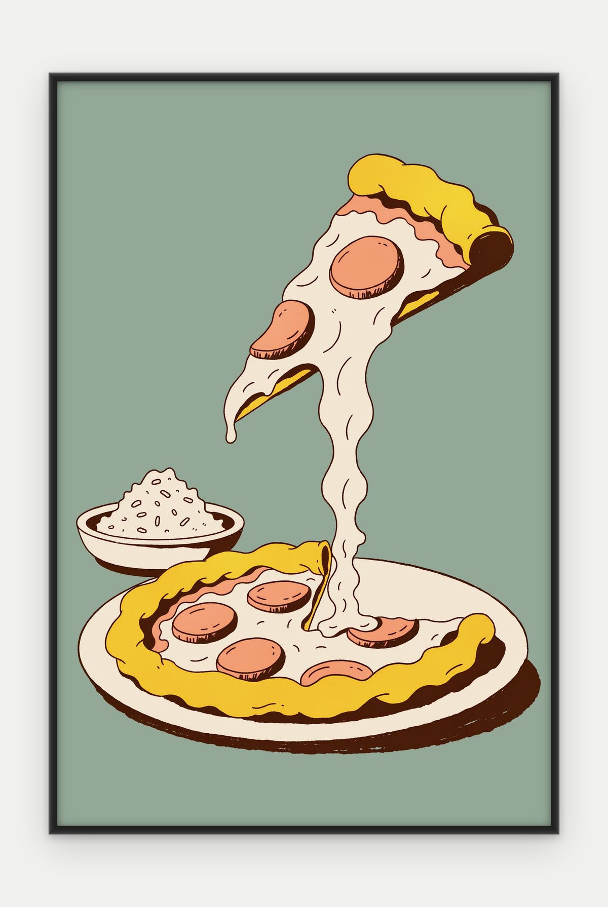 Plakat Pizza w ramie, oprawa: aluminium czarne, format 40 × 60 cm