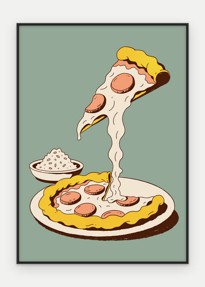Plakat Pizza w ramie, oprawa: aluminium czarne, format 50 × 70 cm