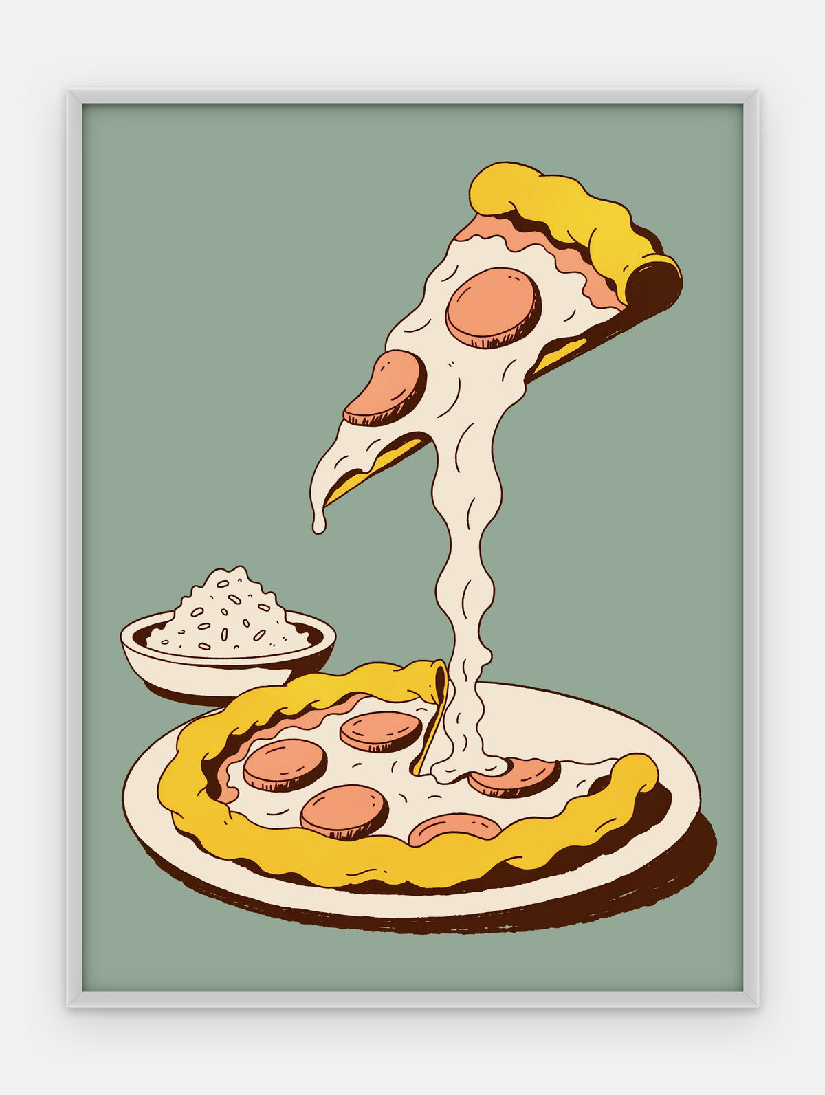 Plakat Pizza w ramie, oprawa: aluminium srebrne, format 30 × 40 cm
