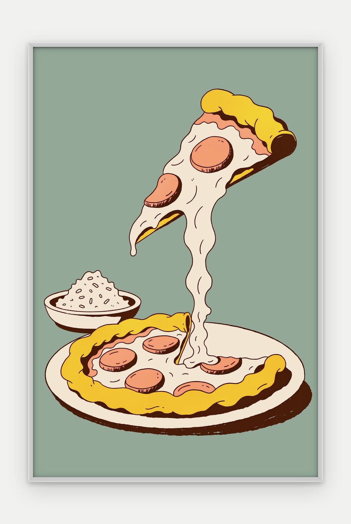 Plakat Pizza w ramie, oprawa: aluminium srebrne, format 40 × 60 cm