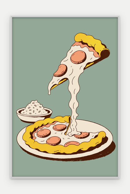 Plakat Pizza w ramie, oprawa: aluminium srebrne, format 40 × 60 cm