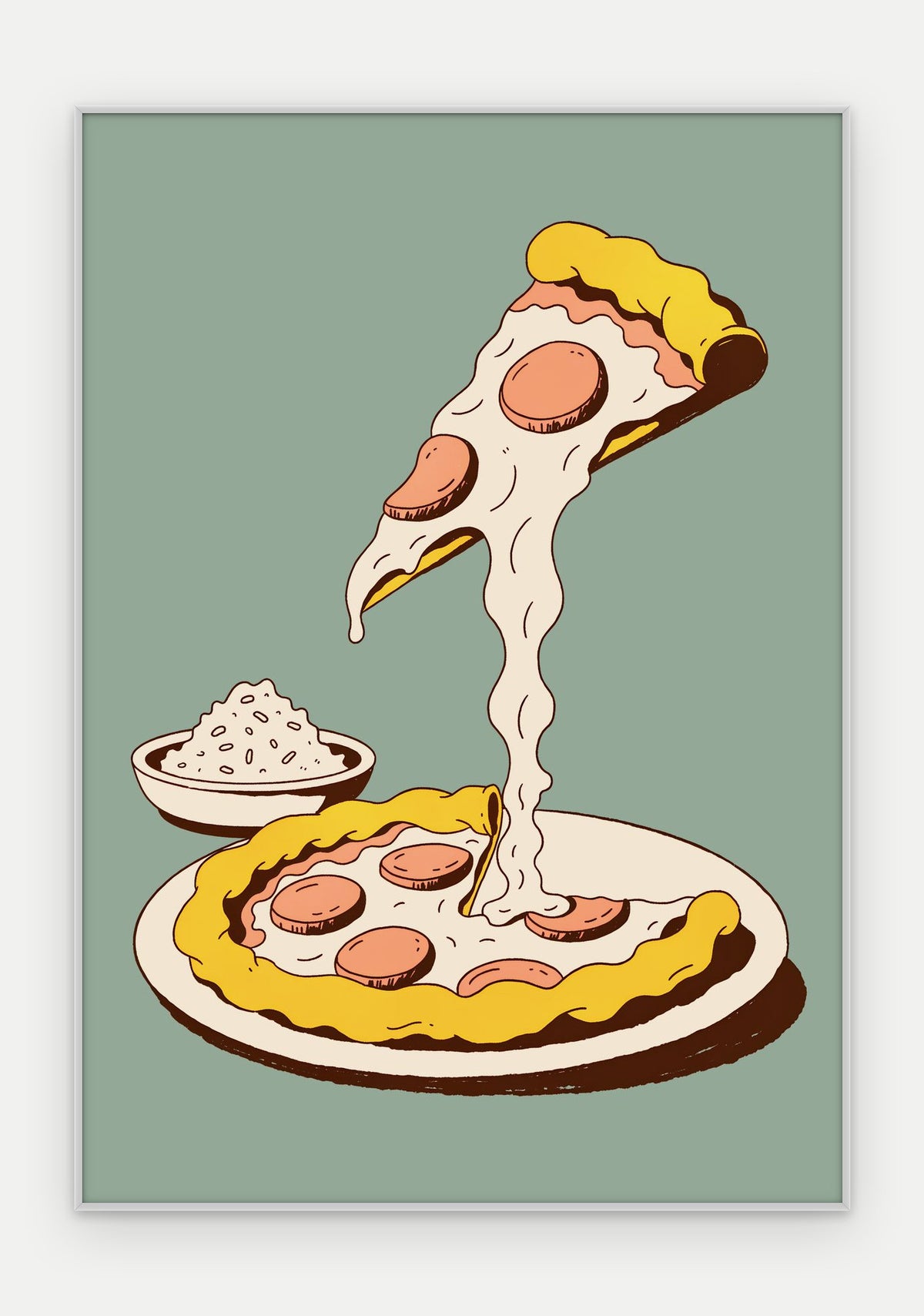 Plakat Pizza w ramie, oprawa: aluminium srebrne, format 70 × 100 cm