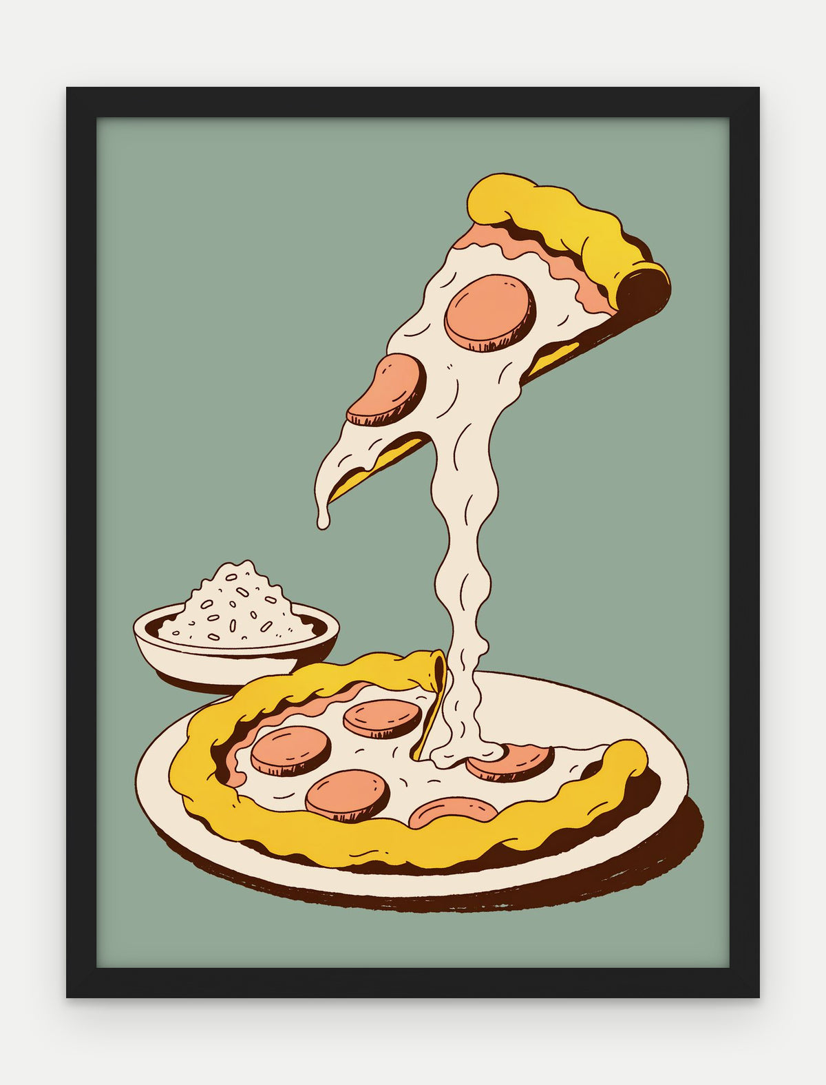 Plakat Pizza w ramie, oprawa: drewno czarne, format 30 × 40 cm