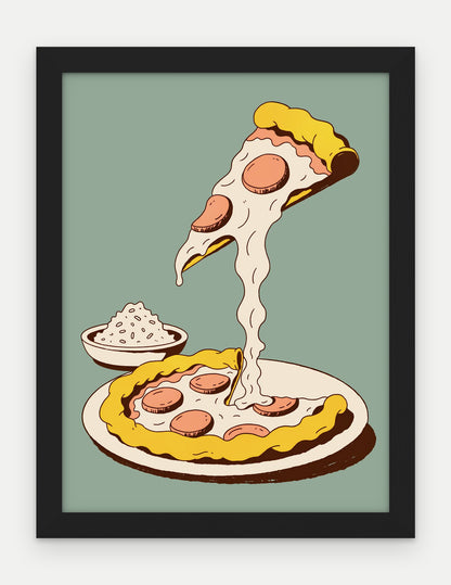 Plakat Pizza w ramie, oprawa: drewno czarne, format 30 × 40 cm