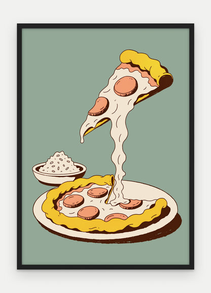 Plakat Pizza w ramie, oprawa: drewno czarne, format 50 × 70 cm