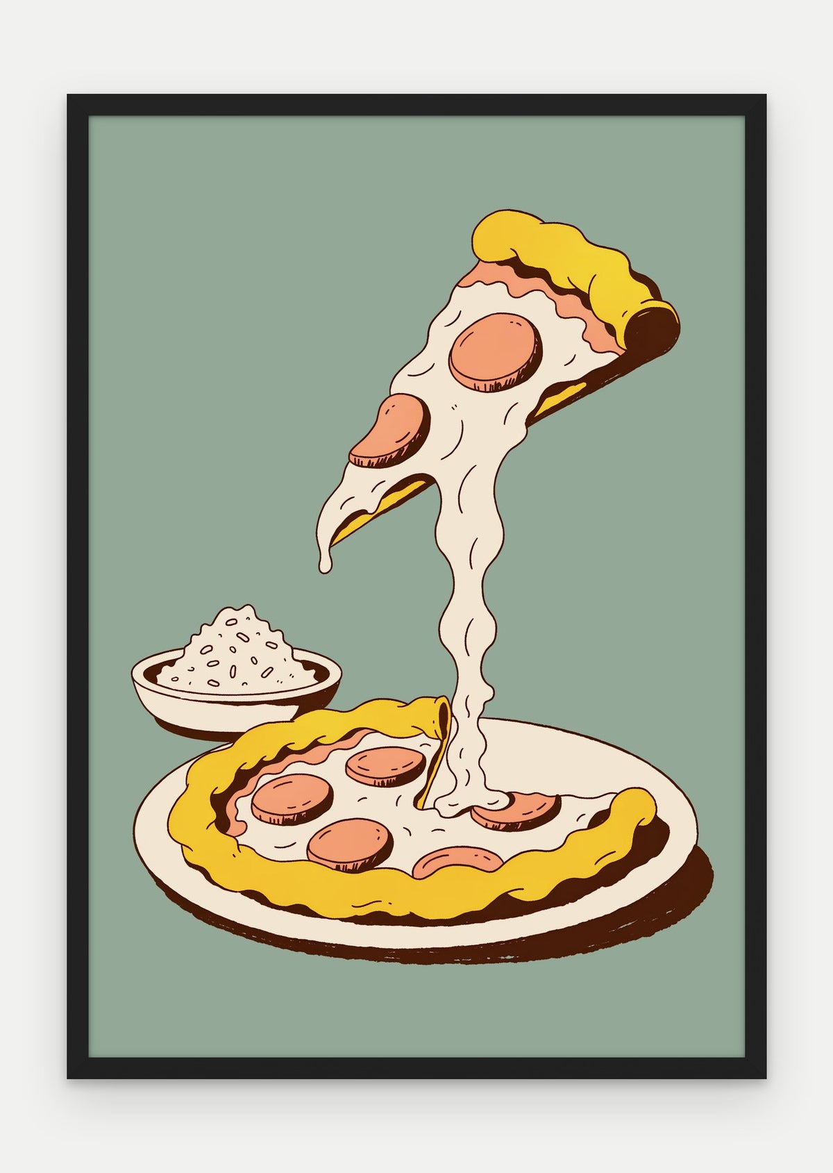 Plakat Pizza w ramie, oprawa: drewno czarne, format 70 × 100 cm