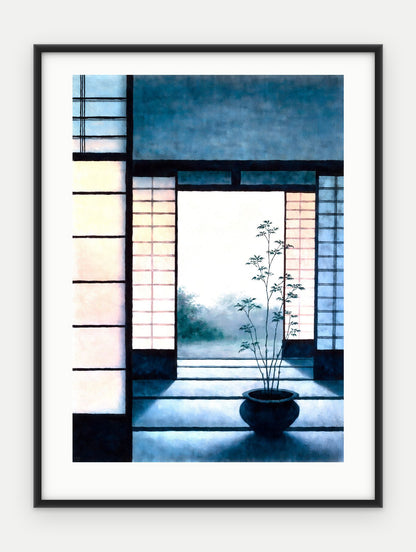 Plakat Próg w ramie, oprawa: aluminium czarne, z passe-partout, format 30 × 40 cm