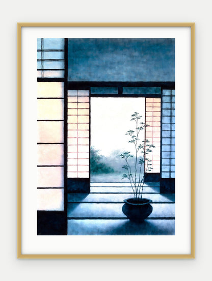 Plakat Próg w ramie, oprawa: aluminium złote, z passe-partout, format 30 × 40 cm
