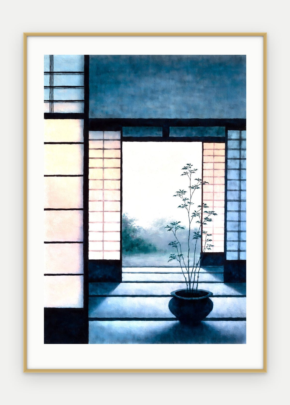 Plakat Próg w ramie, oprawa: aluminium złote, z passe-partout, format 50 × 70 cm