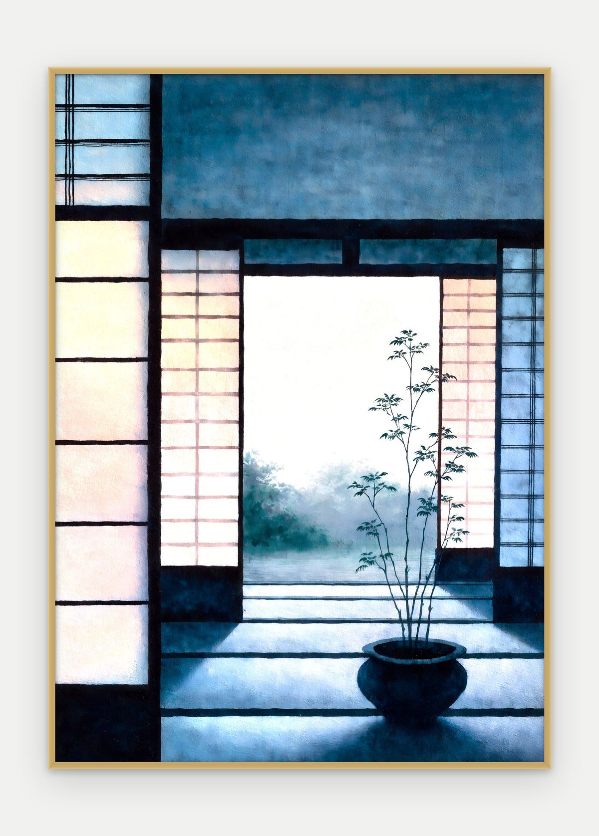 Plakat Próg w ramie, oprawa: aluminium złote, format 50 × 70 cm