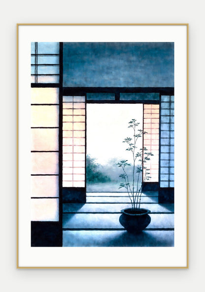 Plakat Próg w ramie, oprawa: aluminium złote, z passe-partout, format 70 × 100 cm