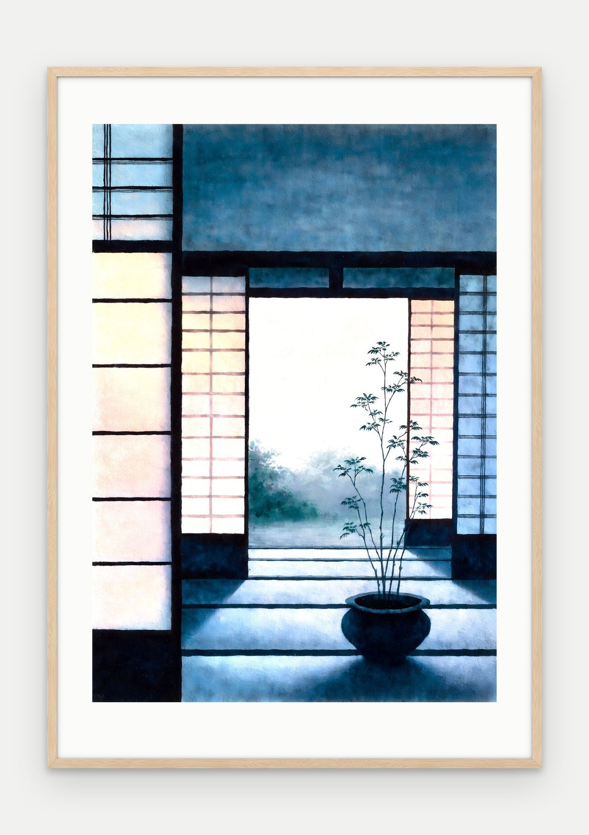 Plakat Próg w ramie, oprawa: drewno naturalne, z passe-partout, format 70 × 100 cm