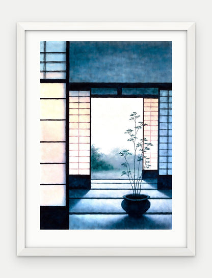 Plakat Próg w ramie, oprawa: drewno białe, z passe-partout, format 30 × 40 cm