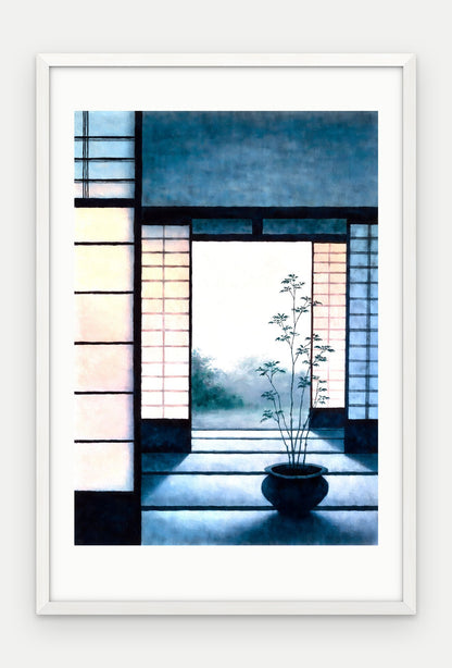 Plakat Próg w ramie, oprawa: drewno białe, z passe-partout, format 40 × 60 cm