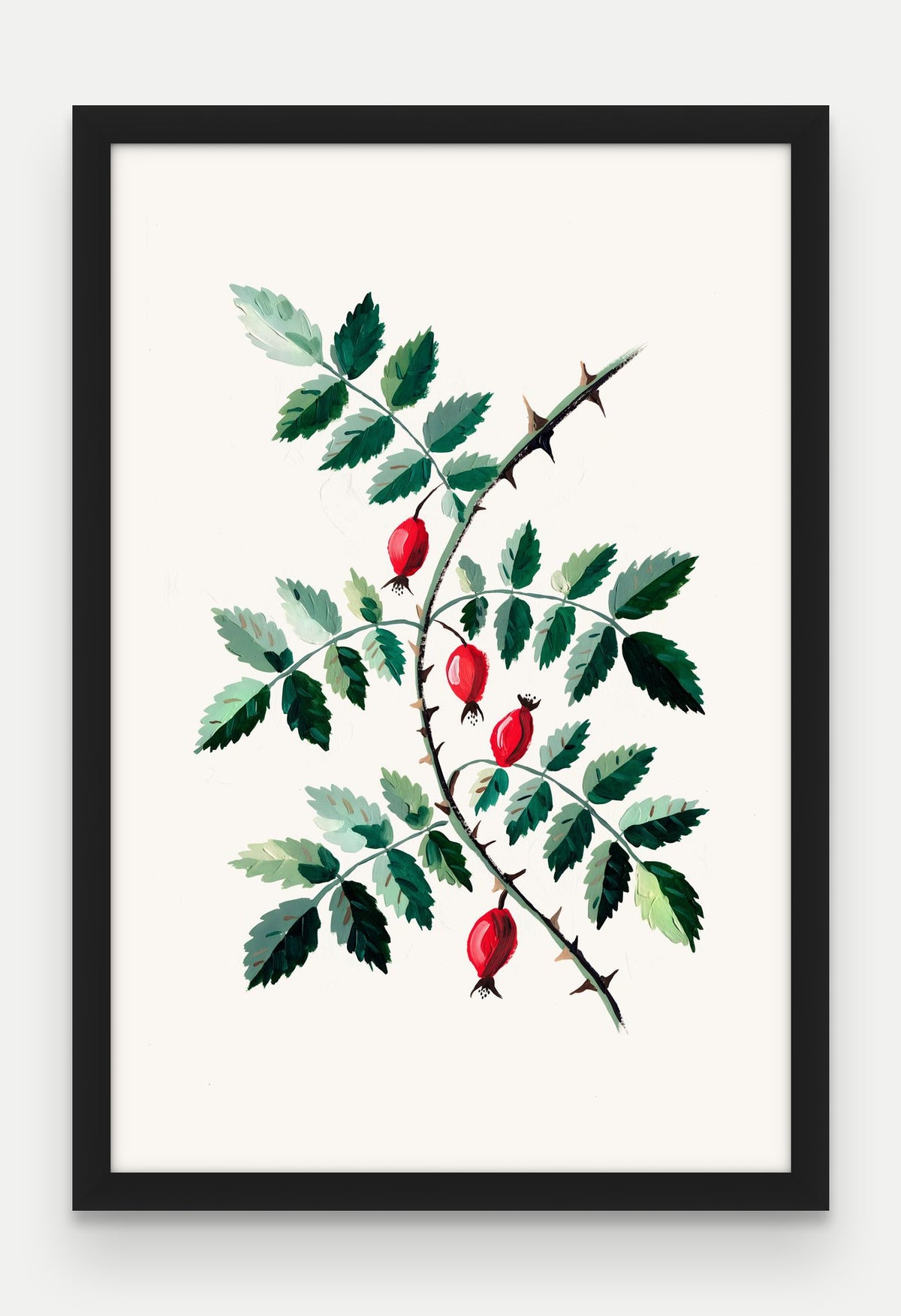 Obraz na płótnie Dzika róża w ramie, oprawa: drewno czarne, format 40 × 60 cm