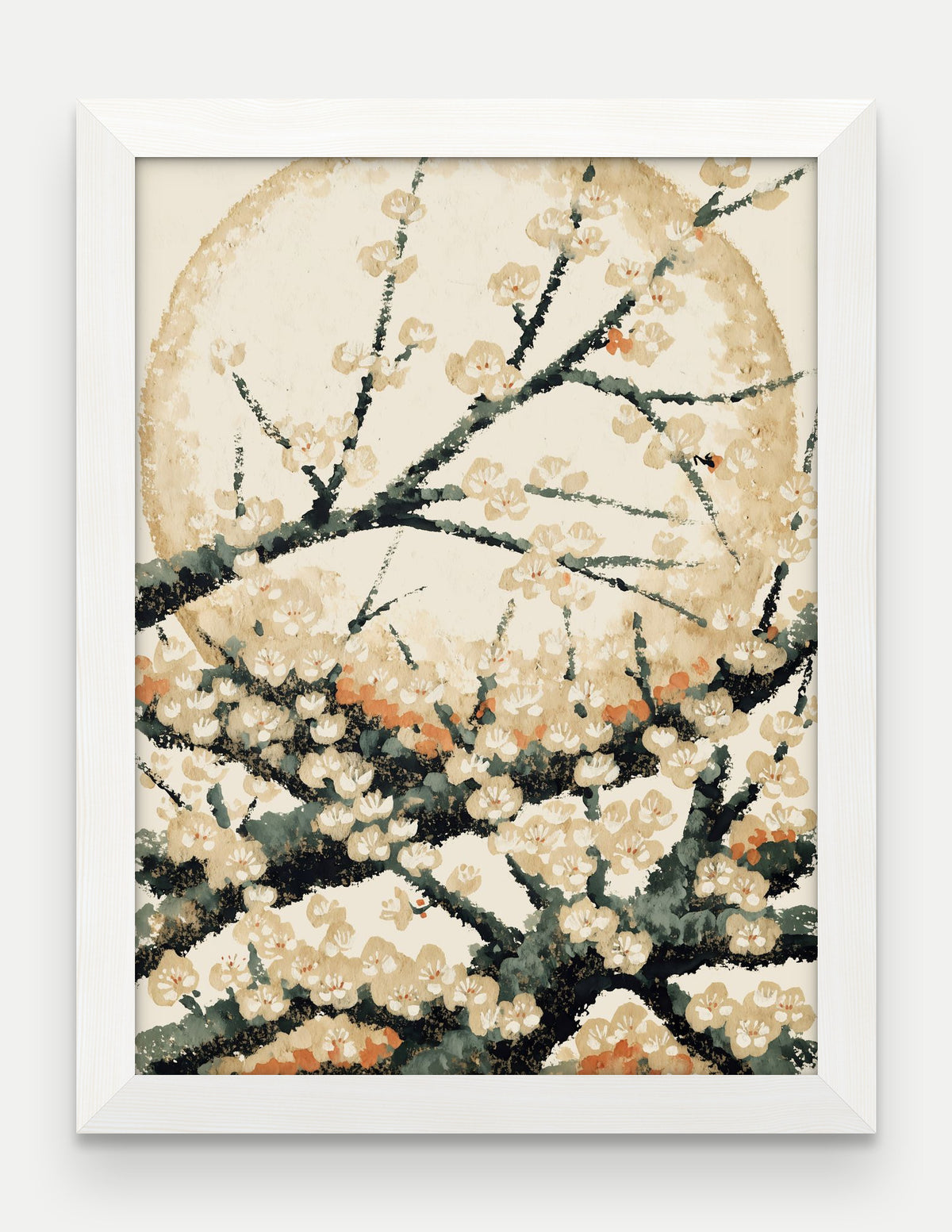 Obraz na płótnie Sliwa w ramie, oprawa: drewno białe, format 30 × 40 cm