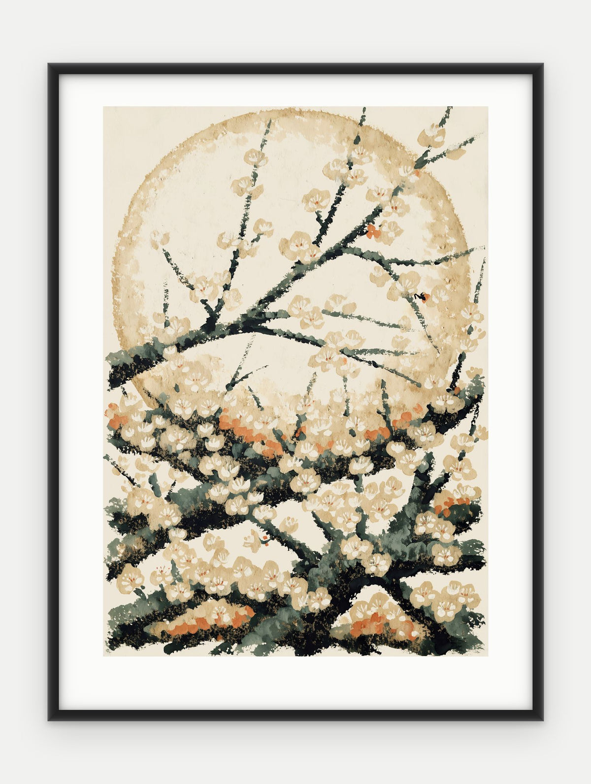 Plakat Śliwa w ramie, oprawa: aluminium czarne, z passe-partout, format 30 × 40 cm