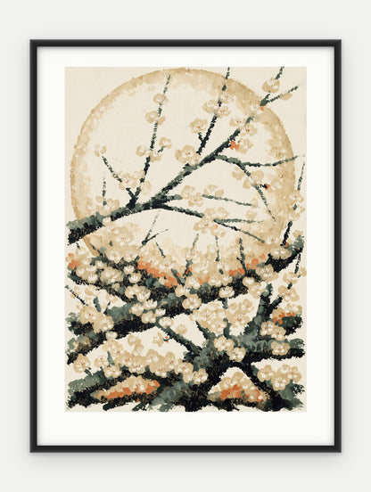 Plakat Śliwa w ramie, oprawa: aluminium czarne, z passe-partout, format 30 × 40 cm