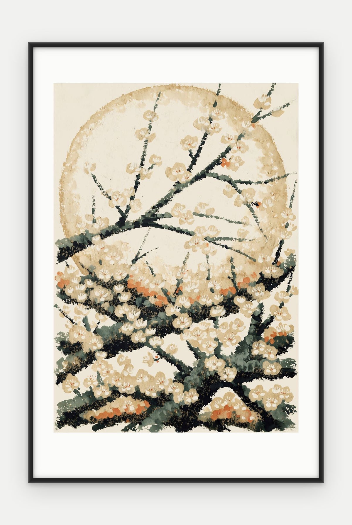 Plakat Śliwa w ramie, oprawa: aluminium czarne, z passe-partout, format 40 × 60 cm