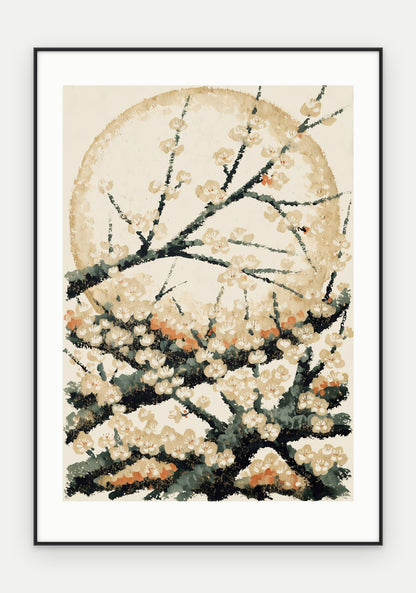 Plakat Śliwa w ramie, oprawa: aluminium czarne, z passe-partout, format 70 × 100 cm