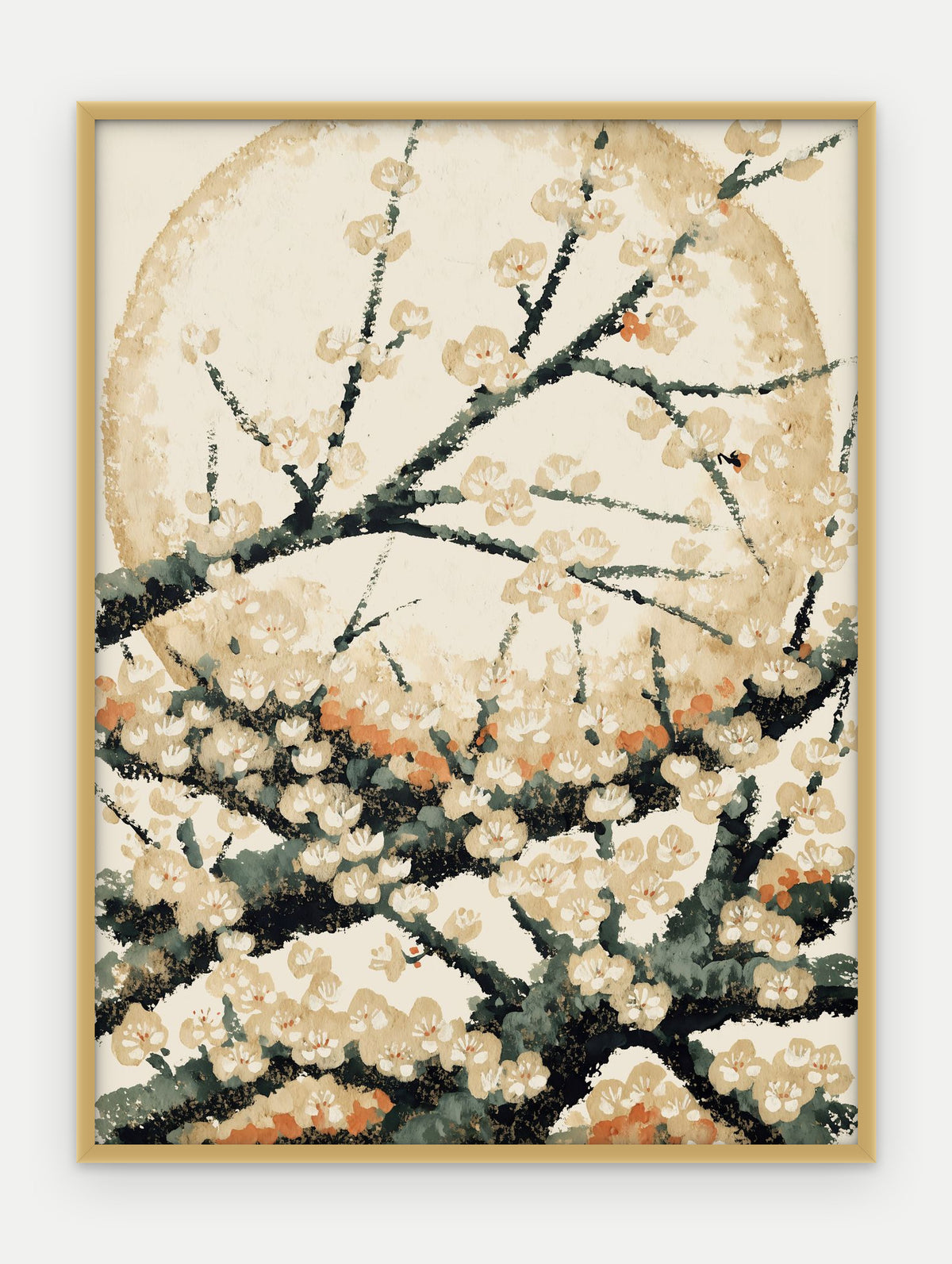 Plakat Śliwa w ramie, oprawa: aluminium złote, format 30 × 40 cm