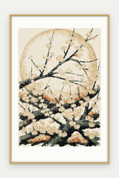 Plakat Śliwa w ramie, oprawa: aluminium złote, z passe-partout, format 40 × 60 cm