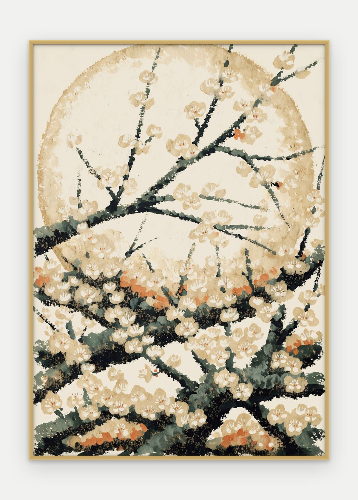 Plakat Śliwa w ramie, oprawa: aluminium złote, format 50 × 70 cm