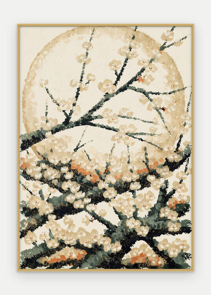 Plakat Śliwa w ramie, oprawa: aluminium złote, format 50 × 70 cm