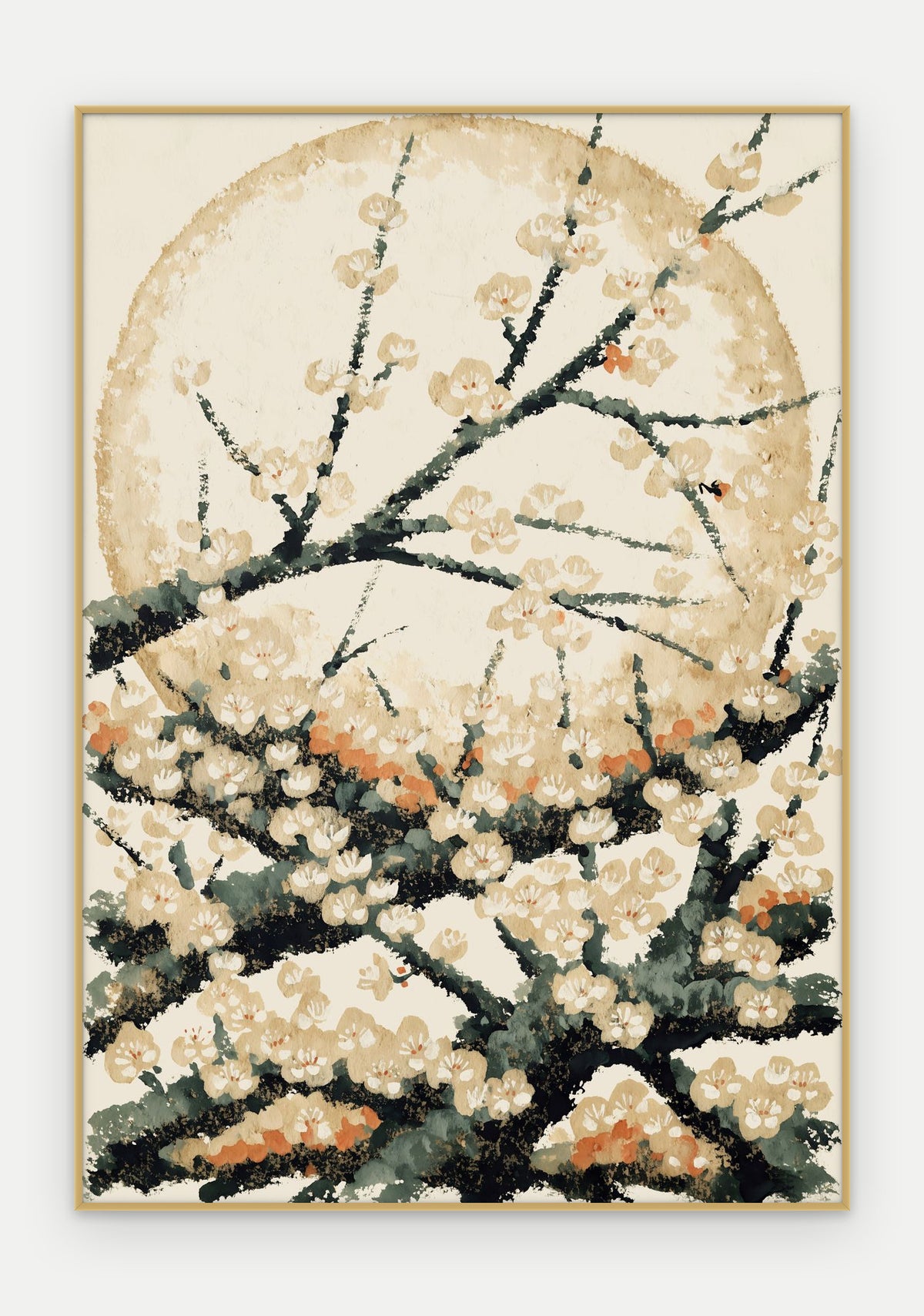 Plakat Śliwa w ramie, oprawa: aluminium złote, format 70 × 100 cm