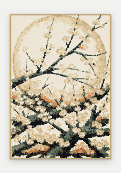 Plakat Śliwa w ramie, oprawa: aluminium złote, format 70 × 100 cm