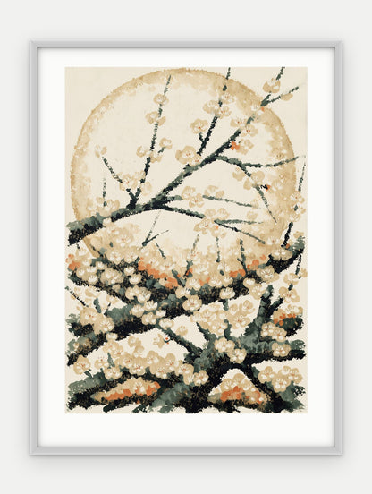 Plakat Śliwa w ramie, oprawa: aluminium srebrne, z passe-partout, format 30 × 40 cm