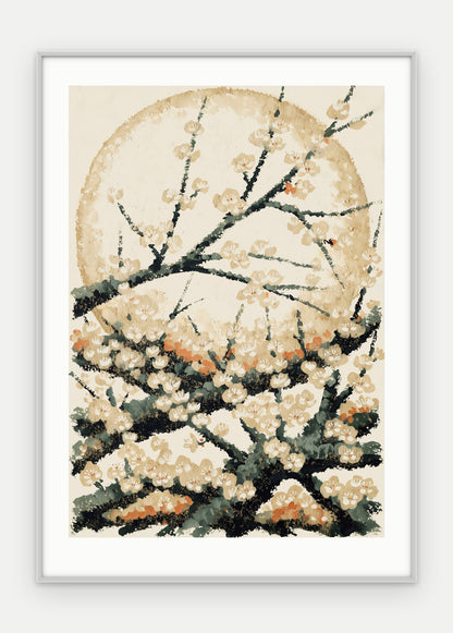 Plakat Śliwa w ramie, oprawa: aluminium srebrne, z passe-partout, format 50 × 70 cm